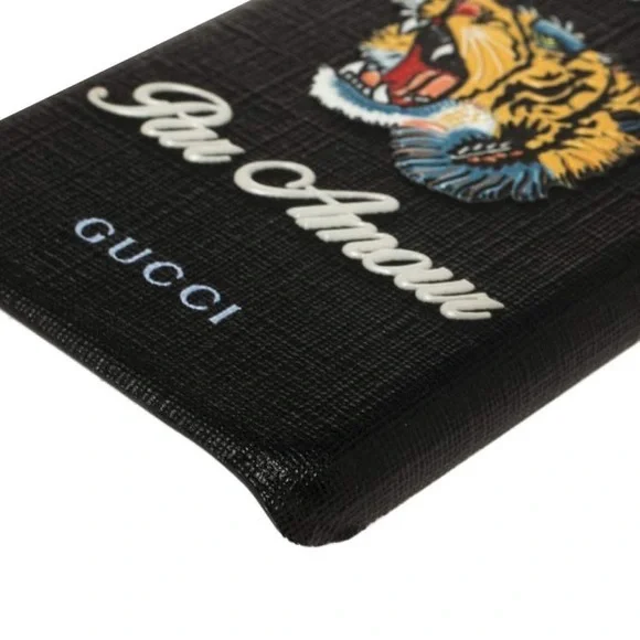 (CFL) Gucci Black Coated Canvas L'Aveugle Par Amour iPhone 7 Case, New in Box